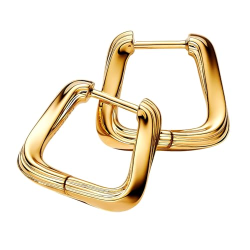 Pandora Essence Kleine Verdrehtes Dreieck Creolen-Ohrringe aus 14 Karat Vergoldetem Sterling Silber, 263875C00 von PANDORA