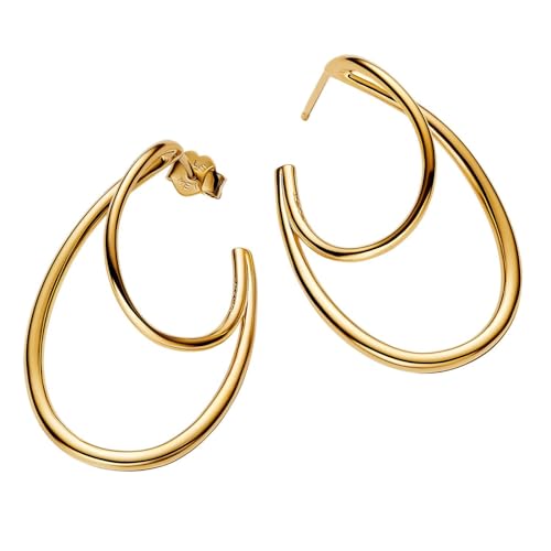 Pandora Essence Organisch Geformte Doppelte Creolen-Ohrringe aus 14 Karat Vergoldetem Sterling Silber, 263870C00 von PANDORA