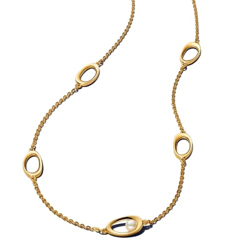 Pandora Essence Organisch Geformtes Oval & Behandelte Süßwasserzuchtperle Halskette aus 14 Karat vergoldetem Sterling Silber, Größe: 45cm, 363883C01-45 von PANDORA