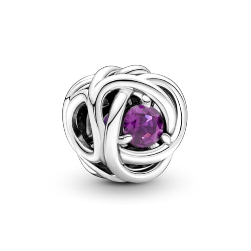 PANDORA Februar Geburtsstein Violetter Ewigkeitskreis Charm aus Sterling-Silber mit Kristallen, 790065C02 von PANDORA