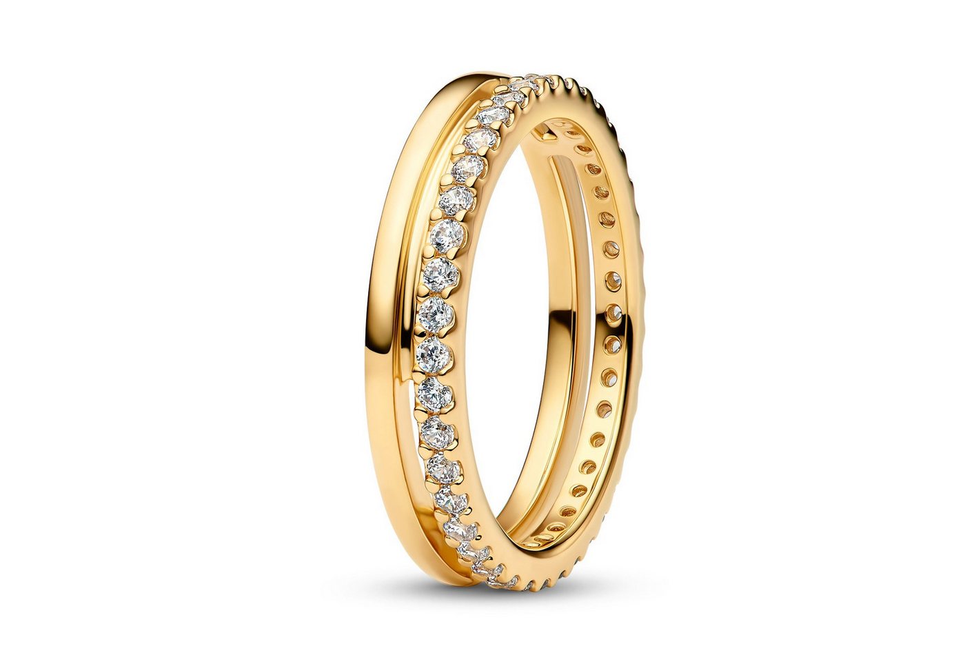 Pandora Fingerring Damen-Doppelband Goldfarben von Pandora