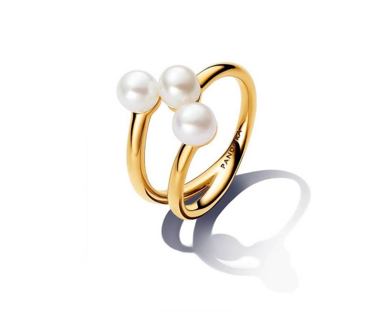 Pandora Fingerring Essence Ring Damen Süßwasserperlen Vergoldet 163285C01 Gr. 56 von Pandora