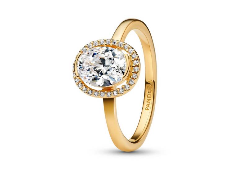 Pandora Fingerring Damen-Ovaler Funkelnder Heiligenschein Goldfarben von Pandora