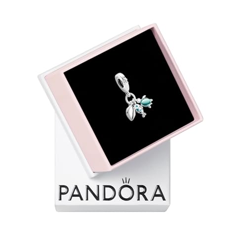 PANDORA Moments Fisch, Meeresschildkröte & Muschel Dreifacher Charm-Anhänger aus Sterling-Silber, Kompatibel Moments Armbänder, 791697C01 von PANDORA