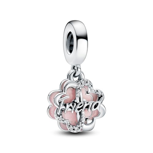 PANDORA Vierblättriges Kleeblatt Freundschaft Doppelter Charm-Anhänger aus Sterling Silber und Emaille - Kompatibel mit PANDORA Moments Armbänder PANDORA Vierblättriges Kleeblatt Freundschaft Doppelter Charm-Anhänger aus Sterling Silber und Emaille - Kompatibel mit PANDORA Moments Armbänder von PANDORA