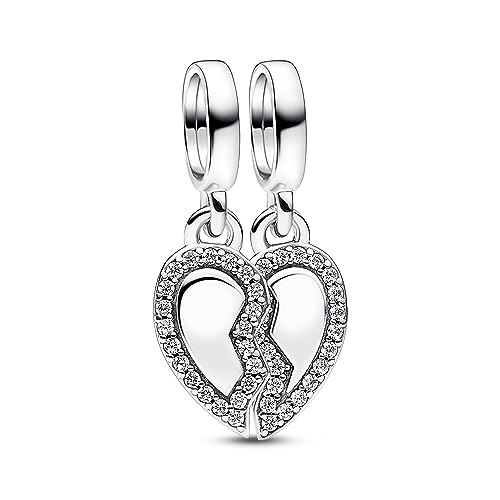 PANDORA Moments Freunde Teilbares Herz Charm-Anhänger aus Sterling Silber mit Zirkonia, Kompatibel Moments Armbändern, 792743C01 PANDORA Moments Freunde Teilbares Herz Charm-Anhänger aus Sterling Silber mit Zirkonia, Kompatibel Moments Armbändern, 792743C01 von PANDORA