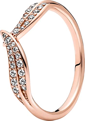 PANDORA ROSÉ Ring "funkelnde Blätter" rosévergoldet, Zirkonia 189533C01 56 von PANDORA