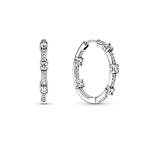 Pandora Funkelnde Pavé-Stäbe Ohrringe in Sterling-Silber mit Zirkonia, Maße: 25mm x 24,6mm x 3mm, 290043C01 von Pandora