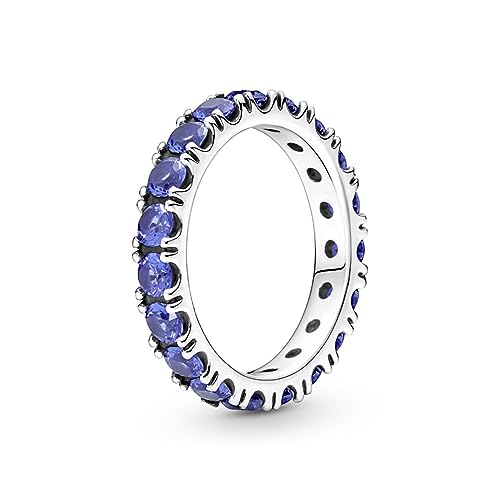 PANDORA Ring Timeless "funkelnde Reihe" silber, blaue Kristalle 190050C02 52 von Pandora