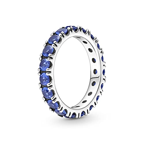 PANDORA Ring Timeless "funkelnde Reihe" silber, blaue Kristalle 190050C02 56 von Pandora