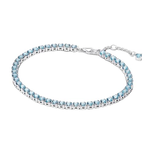 Pandora Funkelndes Blaues Tennisarmband aus Sterling-Silber, mit Kristallen verziert, aus der Timeless Kollektion, Länge: 16 cm, 591469C03-16 Pandora Funkelndes Blaues Tennisarmband aus Sterling-Silber, mit Kristallen verziert, aus der Timeless Kollektion, Länge: 16 cm, 591469C03-16 von Pandora