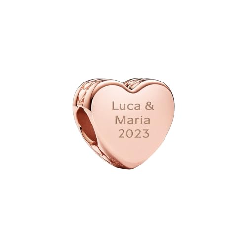 Pandora Gravierbares Herz Charm-Anhänger aus rosévergoldeter Metalllegierung, Kompatibel Moments, Moments Kollektion, 782015C00 von Pandora