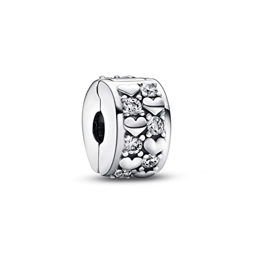 PANDORA Unendlichkeit Herzen Funkelnder Clip-Charm aus Sterling Silber mit Zirkonia - Kompatibel mit PANDORA Moments Armbänder von PANDORA
