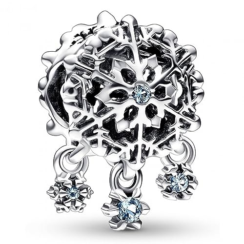 PANDORA Eisige Schneeflocke Charm aus Sterling Silber mit künstlich hergestellte Kristallen verziert, Moments Collection, kompatibel Moments Armbändern, 792367C01 von PANDORA