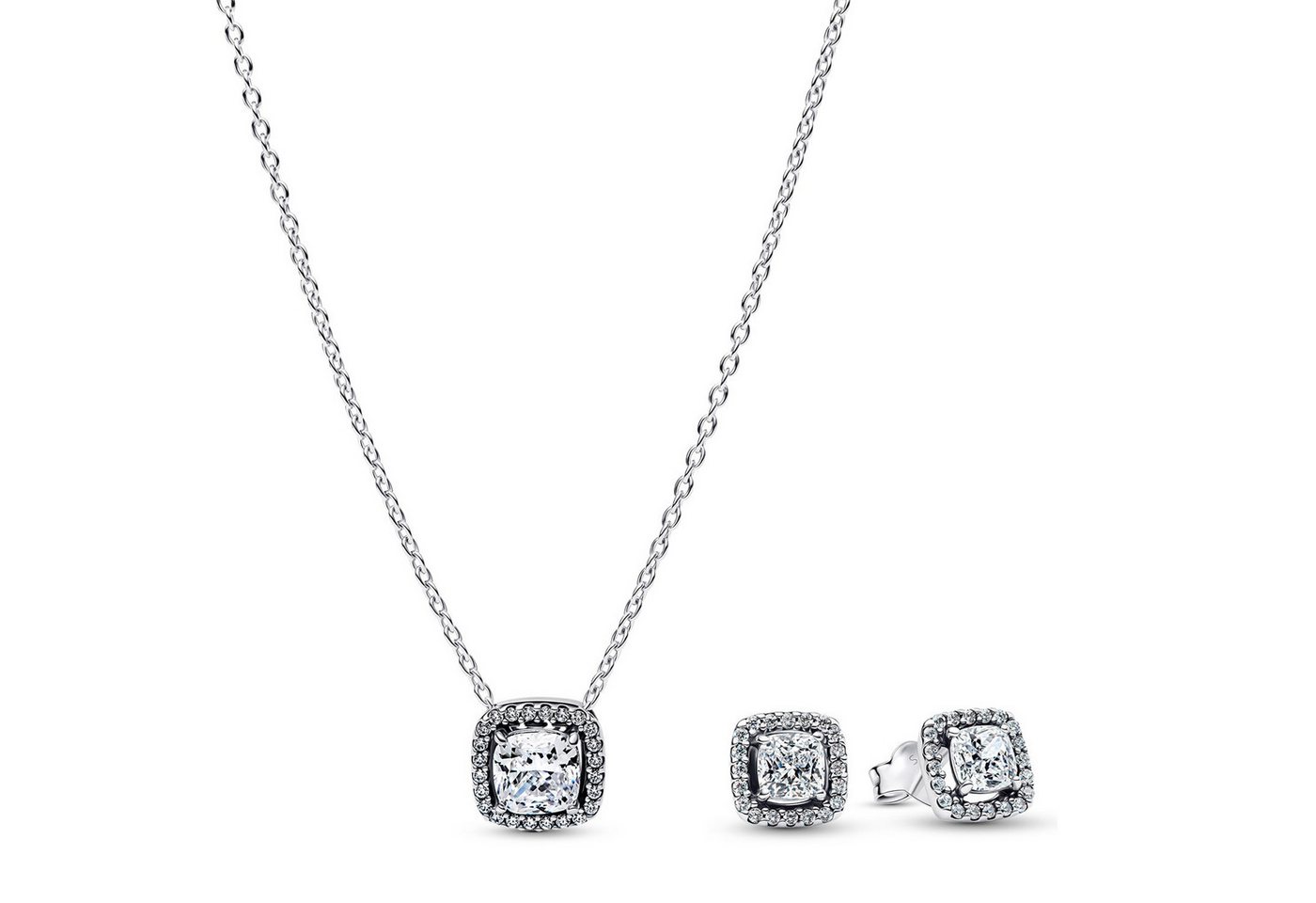 Pandora Kette mit Anhänger Schmuckset für Funkelndes Quadrat Heiligenschein von Pandora