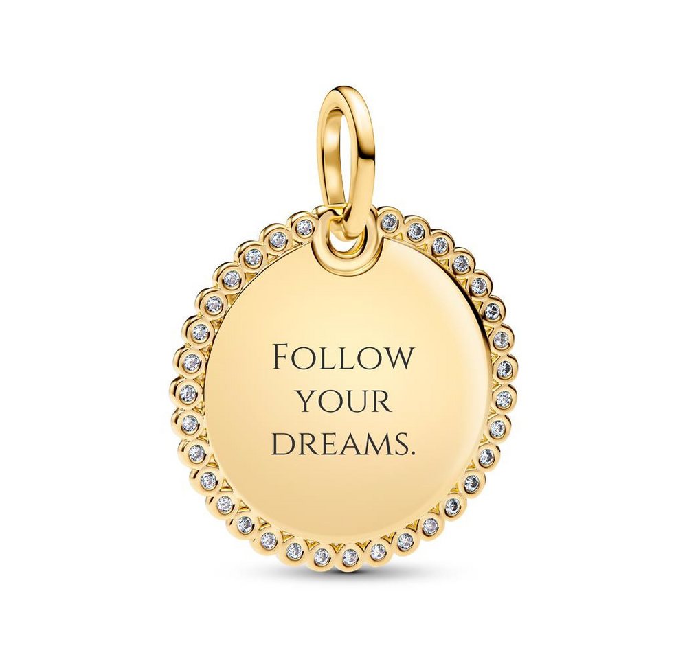 Pandora Kettenanhänger Runder Damenanhänger, IP Gold mit Zirkonia von PANDORA von Pandora