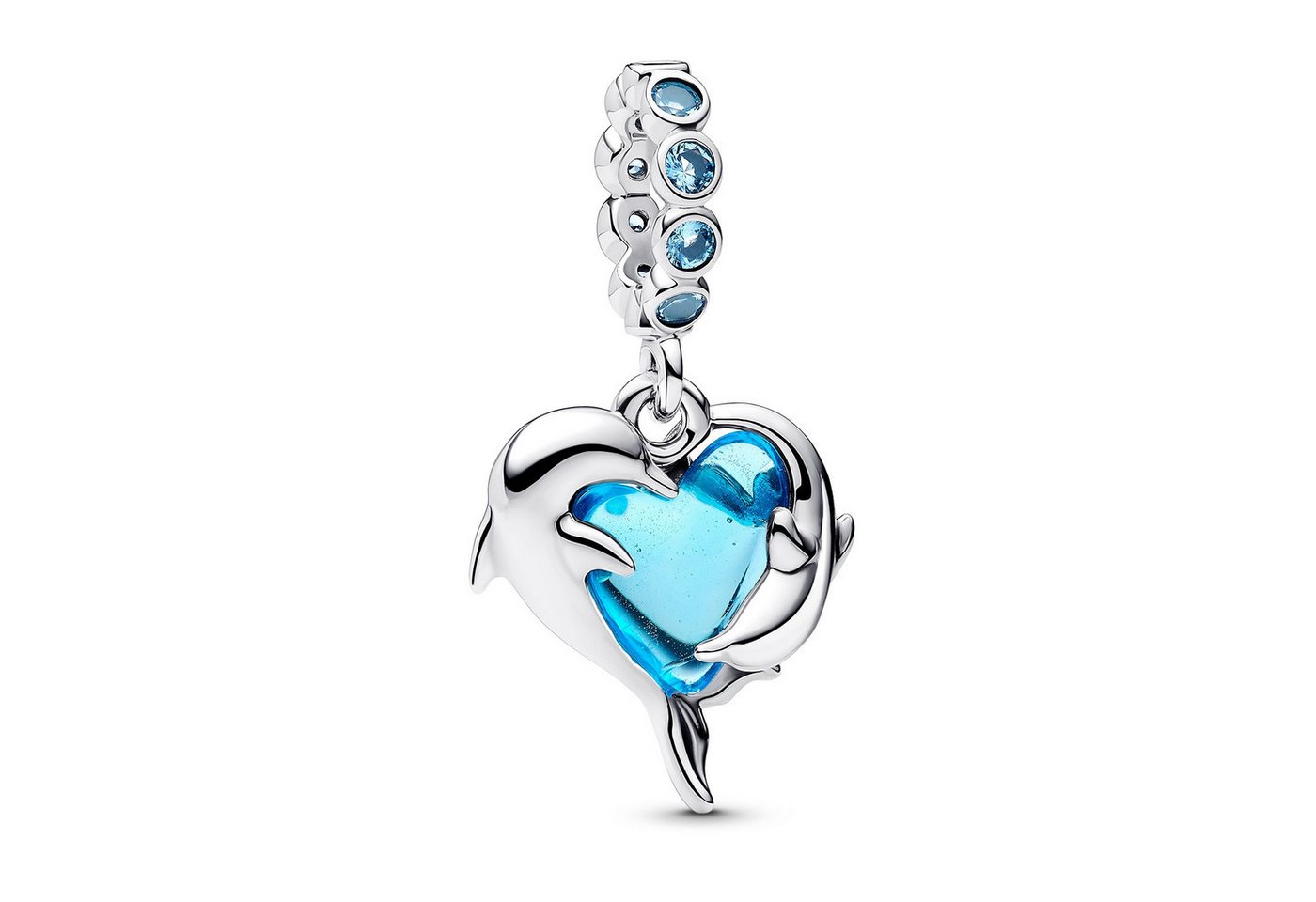Pandora Kettenanhänger Silber Charm-Blaue Muranoglas Delfine von Pandora