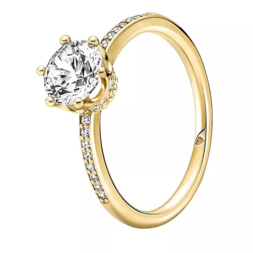 PANDORA SHINE Ring "funkelnde Krone" gelbvergoldet, Zirkonia 168289C01 56 von PANDORA