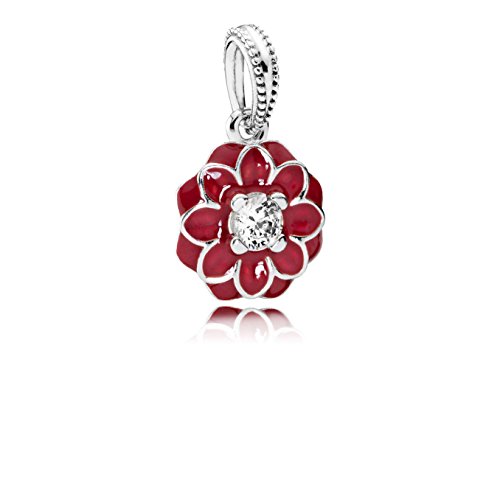 Pandora-Korn-Anhänger 791829CZ Frauen-silberne Emaille-rote Blume von Pandora