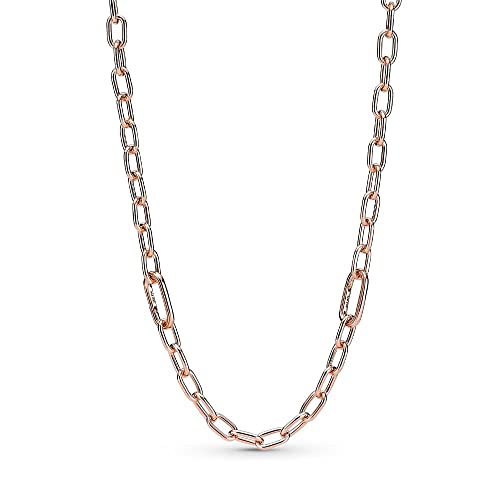 PANDORA ME Link Chain Halskette 50cm mit 14 Karat rosévergoldeter Metalllegierung, Kompatibel mit PANDORA ME Armbänder, Höhe: 6mm, 389685C00-50 von PANDORA