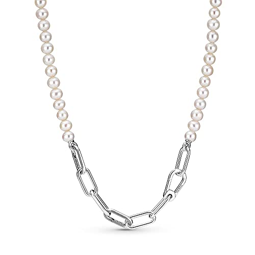 PANDORA ME Süßwasserzuchtperlen Halskette 45cm aus Sterling-Silber, Kompatibel mit Armbänder, Höhe: 8,6mm, 399658C01-45 von PANDORA