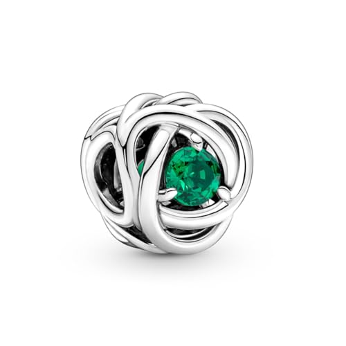 PANDORA Mai Geburtsstein Royalgrüner Ewigkeitskreis Charm aus Sterling-Silber mit Kristallen, 790065C08 von PANDORA