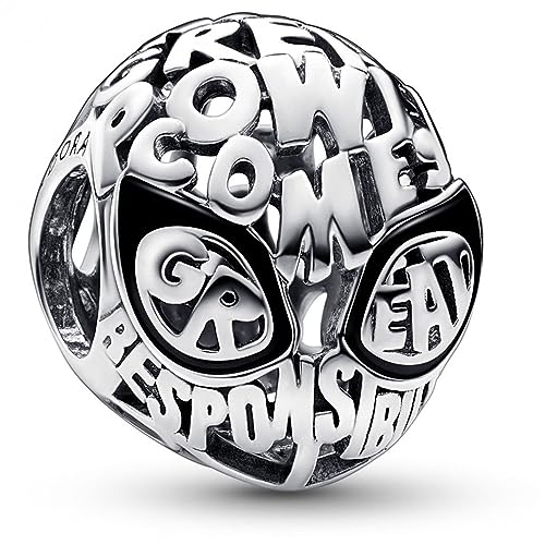 PANDORA Marvel Spider-Man Maske Charm aus Sterling-Silber, aus der Marvel x Collection, kompatibel Moments Armbändern, 792351C01 von PANDORA