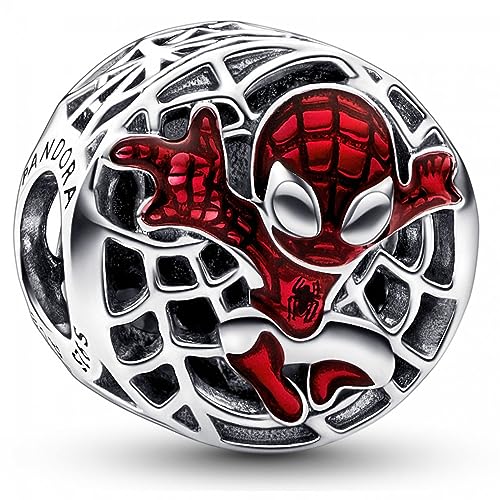 PANDORA Marvel Spider-Man Lebhafte Stadt Charm aus Sterling-Silber, aus der Marvel x Collection, kompatibel Moments Armbändern, 792350C01 von PANDORA