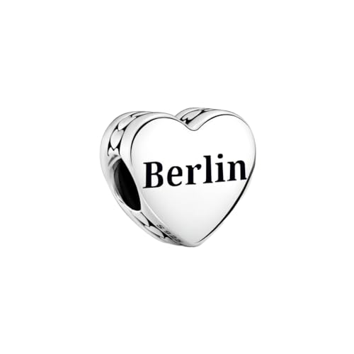 Pandora Moments Berlin Herz Charm aus Sterling Silber, Kompatibel Moments Armbändern, 792015C00_E052 von Pandora