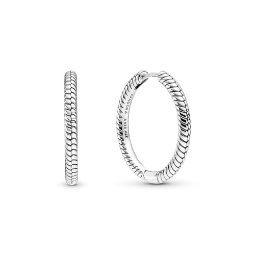 PANDORA Moments Charm-Ohrringe aus Sterling-Silber mit Schlangenkettenmuster - inkl. Möglichkeit der Aufnahme weiterer Charms oder Anhänger von PANDORA