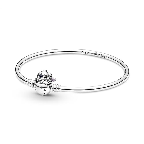 PANDORA Moments Disney Beißender Stitch Verschluss Armreif aus Sterling-Silber, Disney x Kollektion, Gr. 19, 591683C01-19 von PANDORA