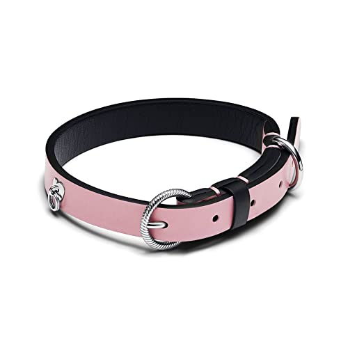 Pandora Moments Haustierhalsband in der Farbe Rosa aus lederfreiem Stoff mit Herzförmiger Zierniete aus Edelstahl in der Größe XS, 18-22cm, 312262C02-XS von Pandora