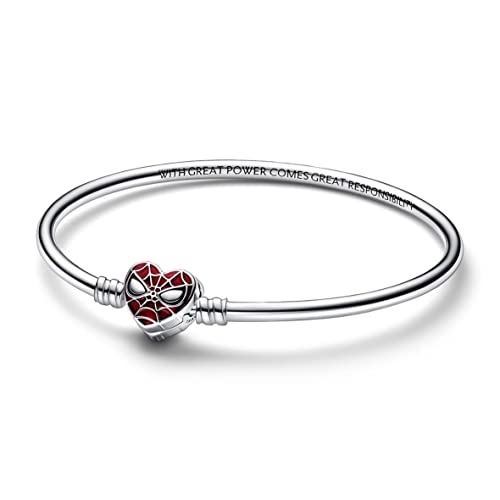 PANDORA Moments Marvel Spider-Man Maske Kugelverschluss Armreif aus Sterling Silber, aus der Marvel x Collection, Größe: 19, 592324C01-19 PANDORA Moments Marvel Spider-Man Maske Kugelverschluss Armreif aus Sterling Silber, aus der Marvel x Collection, Größe: 19, 592324C01-19 von PANDORA