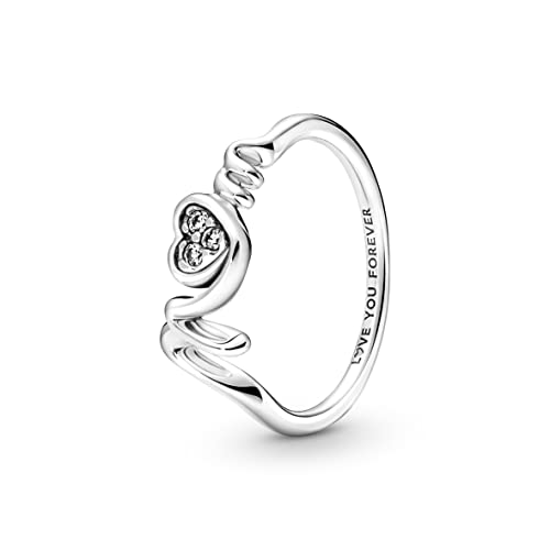 PANDORA Damen Ring "MOM mit Herz" Silber mit Zirkonia 191149C01 191149C01-56 von Pandora