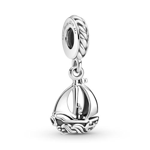 PANDORA Moments Segelboot Charm-Anhänger aus Sterling-Silber - 4,8 x 12 x 10,4 mm (T/H/B) von PANDORA