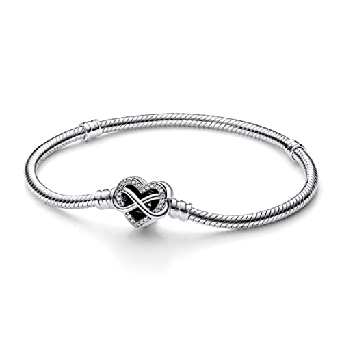 PANDORA Moments Armband aus Sterling-Silber mit Funkelndem Unendlichkeits-Herzverschluss und Zirkonia Steinen, kompatibel mit der Moments Kollektion, Größe: 21cm, 592645C01-21 von PANDORA