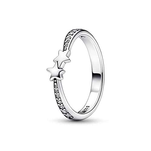 PANDORA Moments Sternschnuppen Funkelnder Ring aus Sterling-Silber mit Cubic Zirkonia, Gr. 60, 192365C01-60 von PANDORA