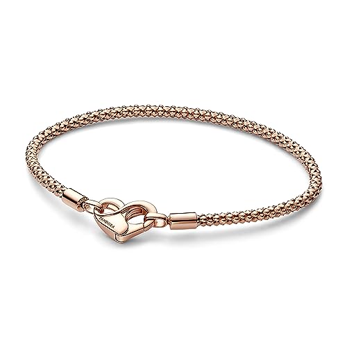 PANDORA Moments Studded Chain Armband aus Sterling Silber mit 14 Karat rosévergoldete Metalllegierung, Kompatibel Moments, Größe: 16cm, 582731C00-16 von PANDORA