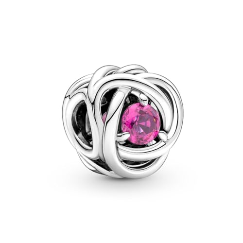 PANDORA Oktober Geburtsstein Rosafarbener Ewigkeitskreis Charm aus Sterling-Silber mit Kristallen, 790065C05 von PANDORA