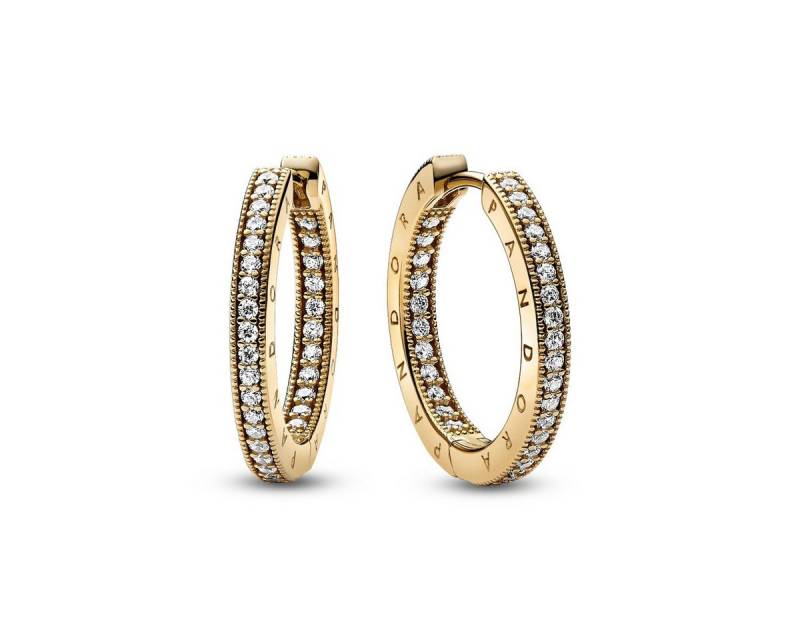 Pandora Paar Creolen 262738C01 Ohrringe Creolen Damen Signature Logo & Pavé Vergoldet von Pandora
