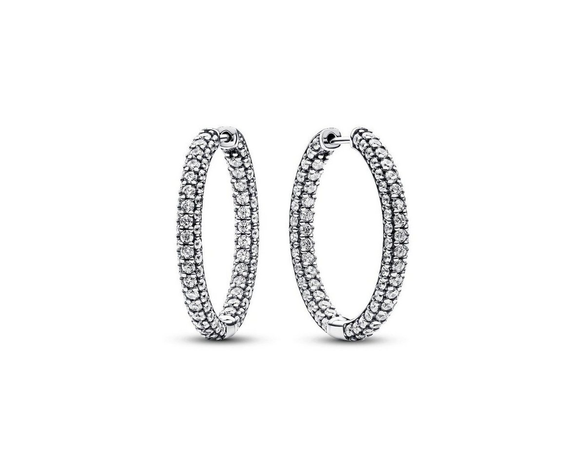 Pandora Paar Creolen 293016C01 Creolen Ohrringe Damen Timeless Einreihige Pavé Zirkon Silb von Pandora