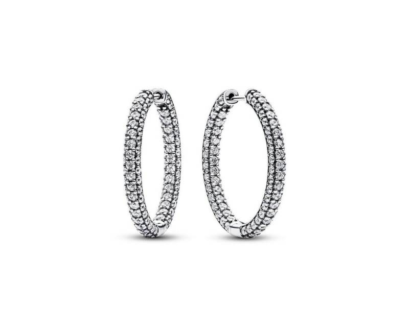 Pandora Paar Creolen 293016C01 Creolen Ohrringe Damen Timeless Einreihige Pavé Zirkon Silb von Pandora