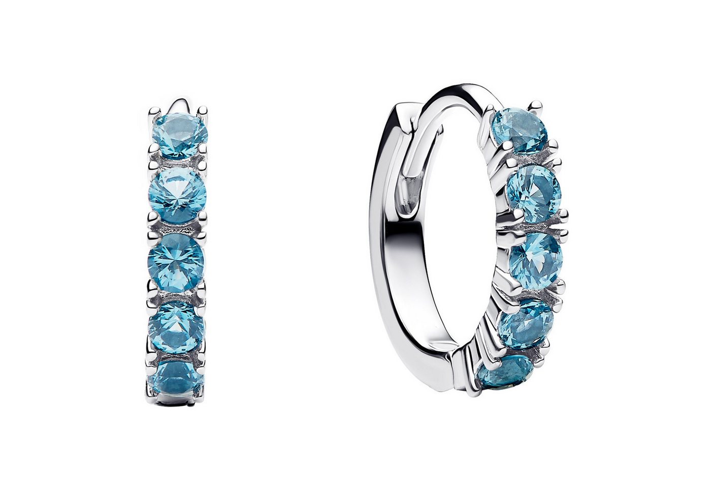 Pandora Paar Creolen Damen-Ceolen Huggie Hellblau Silber von Pandora