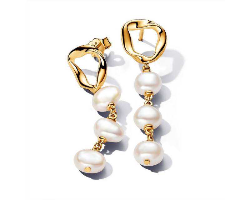 Pandora Paar Ohrhänger Essence Ohrhänger Kreis und Perlen Barock Vergoldet 263263C01 Pandora Paar Ohrhänger Essence Ohrhänger Kreis und Perlen Barock Vergoldet 263263C01 von Pandora
