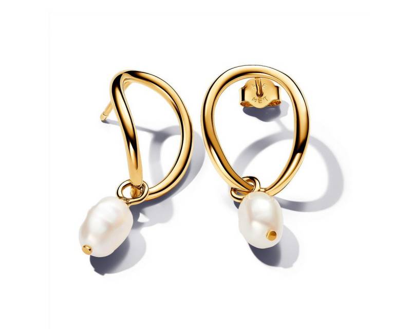 Pandora Paar Ohrhänger Essence Ohrringe Kreis und Perle Barock Vergoldet 263281C01 von Pandora