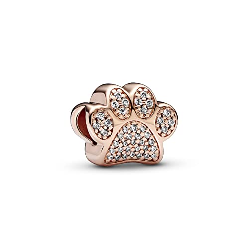 PANDORA Funkelnder Pfotenabdruck Charm aus 14 Karat rosévergoldeter Metalllegierung mit Zirkonia - Kompatibel mit PANDORA Moments Armbänder PANDORA Funkelnder Pfotenabdruck Charm aus 14 Karat rosévergoldeter Metalllegierung mit Zirkonia - Kompatibel mit PANDORA Moments Armbänder von PANDORA