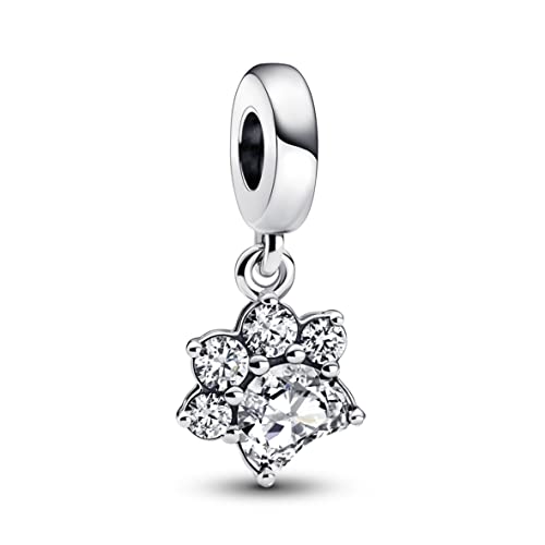 PANDORA Funkelnder Pfotenabdruck Charm-Anhänger aus Sterling Silber mit Zirkonia - Kompatibel mit PANDORA Moments Armbänder von PANDORA