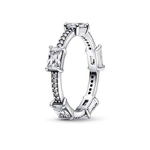 PANDORA Timeless Rechteckige Steine Funkelnder Pavé-Ring in Sterling-Silber mit Cubic Zirkonia Timeless Collection, Größe 58, 192397C01-58 von PANDORA