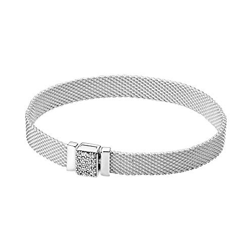 PANDORA Reflexions funkelnder Verschluss Armband in Silber, Sterling-Silber oxidiert und mit Cubic Zirkonia Steinen aus der Serie Timeless Collection, 20cm von PANDORA