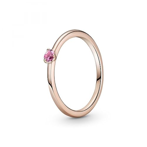 Pandora Rosafarbener Solitär-Ring in 14 Karat rosévergoldeter Metalllegierung und Cubic Zirkonia Steinen Timeless Collection, Größe 52 von Pandora